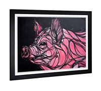 Big Box Art Framed Print of Pig Artwork Design | Wall Art Picture | Home Decor for Kitchen, Living, Dining Room, Lounge, Bedroom, Hallway, Office, Black, A2 / 24.5x18 Inch / 62x45cm
