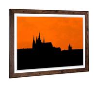 Big Box Art Framed Print of Prague Castle Sunset Design | Wall Art Picture | Home Decor for Kitchen, Living, Dining Room, Lounge, Bedroom, Hallway, Office, Walnut, A2 / 24.5x18 Inch / 62x45cm