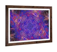 Big Box Art Framed Print of Purple Fractal Abstract (13) Design | Wall Art Picture | Home Decor for Kitchen, Living Room, Bedroom, Hallway, Walnut, A2 / 24.5x18 Inch / 62x45cm