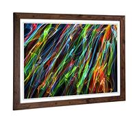 Big Box Art Framed Print of Rainbow Coloured Abstract Smoke and Flames (6) Design | Wall Art Picture| Home Decor for Kitchen, Living Room, Bedroom, Hallway, Walnut, A2 / 24.5x18 Inch / 62x45cm