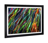 Big Box Art Framed Print of Rainbow Coloured Abstract Smoke and Flames (6) Design | Wall Art Picture| Home Decor for Kitchen, Living Room, Bedroom, Hallway, Black, A2 / 24.5x18 Inch / 62x45cm