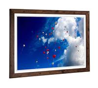 Big Box Art Framed Print of Red and White Love Heart Balloons Design | Wall Art Picture | Home Decor for Kitchen, Living Room, Bedroom, Hallway, Walnut, A2 / 24.5x18 Inch / 62x45cm
