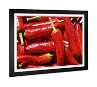 Big Box Art Framed Print of Red Chilli Peppers Design | Wall Art Picture | Home Decor for Kitchen, Living, Dining Room, Lounge, Bedroom, Hallway, Office, Black, A2 / 24.5x18 Inch / 62x45cm