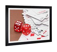 Big Box Art Framed Print of Red Dice and Deck of Cards Design | Wall Art Picture | Home Decor for Kitchen, Living, Dining Room, Bedroom, Hallway, Office, Black, A2 / 24.5x18 Inch / 62x45cm