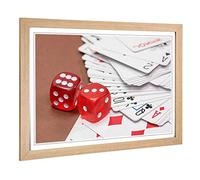 Big Box Art Framed Print of Red Dice and Deck of Cards Design | Wall Art Picture | Home Decor for Kitchen, Living, Dining Room, Bedroom, Hallway, Office, Oak, A2 / 24.5x18 Inch / 62x45cm