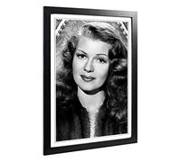 Big Box Art Framed Print of Rita Hayworth (1) Design | Wall Art Picture | Home Decor for Kitchen, Living, Dining Room, Lounge, Bedroom, Hallway, Office, Black, A2 / 24.5x18 Inch / 62x45cm