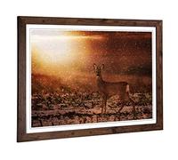 Big Box Art Framed Print of Roe Deer Landscape Design | Wall Art Picture | Home Decor for Kitchen, Living, Dining Room, Lounge, Bedroom, Hallway, Office, Walnut, A2 / 24.5x18 Inch / 62x45cm