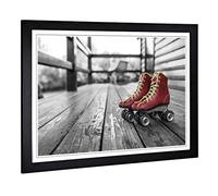 Big Box Art Framed Print of Roller Derby Skates Boots Design | Wall Art Picture | Home Decor for Kitchen, Living, Dining Room, Bedroom, Hallway, Office, Black, A2 / 24.5x18 Inch / 62x45cm