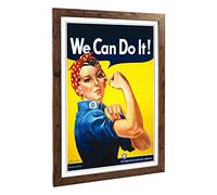 Big Box Art Framed Print of Rosie The Riveter We Can Do It War Poster Design | Wall Art Picture | Home Decor for Kitchen, Living Room, Bedroom, Hallway, Walnut, A2 / 24.5x18 Inch / 62x45cm