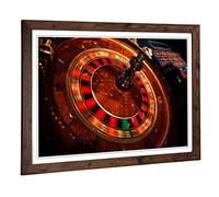 Big Box Art Framed Print of Roulette Table Casino Design | Wall Art Picture | Home Decor for Kitchen, Living, Dining Room, Lounge, Bedroom, Hallway, Office, Walnut, A2 / 24.5x18 Inch / 62x45cm