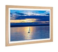 Big Box Art Framed Print of Sailing Boat Lake Design | Wall Art Picture | Home Decor for Kitchen, Living, Dining Room, Lounge, Bedroom, Hallway, Office, Oak, A2 / 24.5x18 Inch / 62x45cm