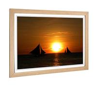 Big Box Art Framed Print of Sailing Boat Sunsets Seascape Design | Wall Art Picture | Home Decor for Kitchen, Living, Dining Room, Bedroom, Hallway, Office, Oak, A2 / 24.5x18 Inch / 62x45cm