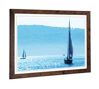 Big Box Art Framed Print of Sailing Boats Design | Wall Art Picture | Home Decor for Kitchen, Living, Dining Room, Lounge, Bedroom, Hallway, Office, Walnut, A2 / 24.5x18 Inch / 62x45cm