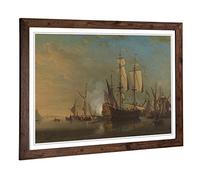 Big Box Art Framed Print of Samuel Scott Shipping Off Dover Design | Wall Art Picture | Home Decor for Kitchen, Living Room, Bedroom, Hallway, Walnut, A2 / 24.5x18 Inch / 62x45cm
