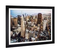 Big Box Art Framed Print of San Francisco California Skyline Design | Wall Art Picture | Home Decor for Kitchen, Living Room, Bedroom, Hallway, Black, A2 / 24.5x18 Inch / 62x45cm