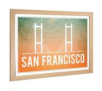 Big Box Art Framed Print of San Francisco California The Golden Gate Bridge Design | Wall Art Picture| Home Decor for Kitchen, Living Room, Bedroom, Hallway, Oak, A2 / 24.5x18 Inch / 62x45cm