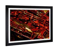 Big Box Art Framed Print of Saxophone Instrument (1) Design | Wall Art Picture | Home Decor for Kitchen, Living, Dining Room, Bedroom, Hallway, Office, Black, A2 / 24.5x18 Inch / 62x45cm