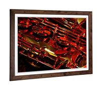 Big Box Art Framed Print of Saxophone Instrument (1) Design | Wall Art Picture | Home Decor for Kitchen, Living, Dining Room, Bedroom, Hallway, Office, Walnut, A2 / 24.5x18 Inch / 62x45cm
