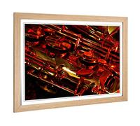Big Box Art Framed Print of Saxophone Instrument (1) Design | Wall Art Picture | Home Decor for Kitchen, Living, Dining Room, Bedroom, Hallway, Office, Oak, A2 / 24.5x18 Inch / 62x45cm