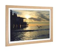 Big Box Art Framed Print of Seagull by The Pier Design | Wall Art Picture | Home Decor for Kitchen, Living, Dining Room, Lounge, Bedroom, Hallway, Office, Oak, A2 / 24.5x18 Inch / 62x45cm