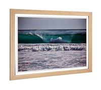 Big Box Art Framed Print of Seascape Big Sur California Wave Design | Wall Art Picture | Home Decor for Kitchen, Living Room, Bedroom, Hallway, Oak, A2 / 24.5x18 Inch / 62x45cm