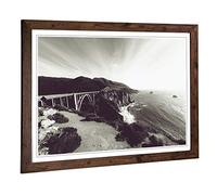 Big Box Art Framed Print of Seascape Bixby Creek Bridge Big Sur California Design | Wall Art Picture| Home Decor for Kitchen, Living Room, Bedroom, Hallway, Walnut, A2 / 24.5x18 Inch / 62x45cm