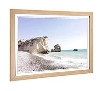 Big Box Art Framed Print of Seascape Cyprus Beach Design | Wall Art Picture | Home Decor for Kitchen, Living, Dining Room, Lounge, Bedroom, Hallway, Office, Oak, A2 / 24.5x18 Inch / 62x45cm
