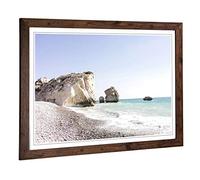 Big Box Art Framed Print of Seascape Cyprus Beach Design | Wall Art Picture | Home Decor for Kitchen, Living, Dining Room, Lounge, Bedroom, Hallway, Office, Walnut, A2 / 24.5x18 Inch / 62x45cm