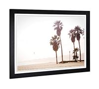 Big Box Art Framed Print of Seascape Palm Trees on The Beach Design | Wall Art Picture | Home Decor for Kitchen, Living Room, Bedroom, Hallway, Black, A2 / 24.5x18 Inch / 62x45cm