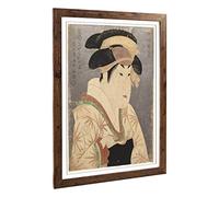 Big Box Art Framed Print of Sharaku Toshusai Japanese Oriental 3 Design | Wall Art Picture | Home Decor for Kitchen, Living Room, Bedroom, Hallway, Walnut, A2 / 24.5x18 Inch / 62x45cm