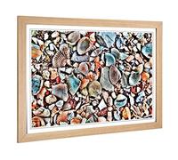 Big Box Art Framed Print of Shells on The Beach Design | Wall Art Picture | Home Decor for Kitchen, Living, Dining Room, Lounge, Bedroom, Hallway, Office, Oak, A2 / 24.5x18 Inch / 62x45cm