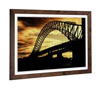 Big Box Art Framed Print of Silver Jubilee Bridge Manchester Design | Wall Art Picture | Home Decor for Kitchen, Living Room, Bedroom, Hallway, Walnut, A2 / 24.5x18 Inch / 62x45cm