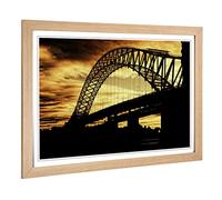 Big Box Art Framed Print of Silver Jubilee Bridge Manchester Design | Wall Art Picture | Home Decor for Kitchen, Living Room, Bedroom, Hallway, Oak, A2 / 24.5x18 Inch / 62x45cm