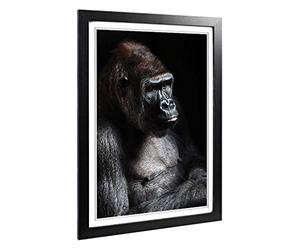 Big Box Art Framed Print of Silverback Gorilla Design | Wall Art Picture | Home Decor for Kitchen, Living, Dining Room, Lounge, Bedroom, Hallway, Office, Black, A2 / 24.5x18 Inch / 62x45cm