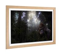 Big Box Art Framed Print of Silverback Gorilla in The Jungle Design | Wall Art Picture | Home Decor for Kitchen, Living Room, Bedroom, Hallway, Oak, A2 / 24.5x18 Inch / 62x45cm