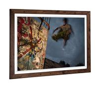 Big Box Art Framed Print of Skateboarder Mid Air Trick Design | Wall Art Picture | Home Decor for Kitchen, Living, Dining Room, Bedroom, Hallway, Office, Walnut, A2 / 24.5x18 Inch / 62x45cm