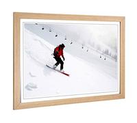 Big Box Art Framed Print of Snowboarding Design | Wall Art Picture | Home Decor for Kitchen, Living, Dining Room, Lounge, Bedroom, Hallway, Office, Oak, A2 / 24.5x18 Inch / 62x45cm