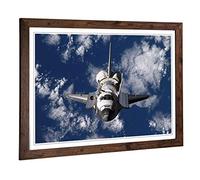 Big Box Art Framed Print of Space Shuttle (3) Design | Wall Art Picture | Home Decor for Kitchen, Living, Dining Room, Lounge, Bedroom, Hallway, Office, Walnut, A2 / 24.5x18 Inch / 62x45cm