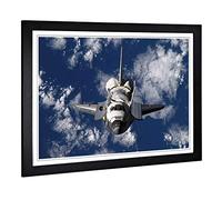 Big Box Art Framed Print of Space Shuttle (3) Design | Wall Art Picture | Home Decor for Kitchen, Living, Dining Room, Lounge, Bedroom, Hallway, Office, Black, A2 / 24.5x18 Inch / 62x45cm