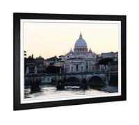 Big Box Art Framed Print of St. Peters Basilica Rome Italy Design | Wall Art Picture | Home Decor for Kitchen, Living, Dining Room, Bedroom, Hallway, Office, Black, A2 / 24.5x18 Inch / 62x45cm