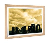Big Box Art Framed Print of Stonehenge Wiltshire 3 Design | Wall Art Picture | Home Decor for Kitchen, Living, Dining Room, Lounge, Bedroom, Hallway, Office, Oak, A2 / 24.5x18 Inch / 62x45cm
