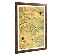 Big Box Art Framed Print of Storks Japanese Oriental Design | Wall Art Picture | Home Decor for Kitchen, Living, Dining Room, Bedroom, Hallway, Office, Walnut, A2 / 24.5x18 Inch / 62x45cm