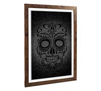 Big Box Art Framed Print of Sugar Skull (1) Design | Wall Art Picture | Home Decor for Kitchen, Living, Dining Room, Bedroom, Hallway, Office, Walnut, A2 / 24.5x18 Inch / 62x45cm