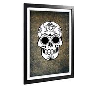 Big Box Art Framed Print of Sugar Skull (2) Design | Wall Art Picture | Home Decor for Kitchen, Living, Dining Room, Bedroom, Hallway, Office, Black, A2 / 24.5x18 Inch / 62x45cm