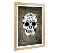 Big Box Art Framed Print of Sugar Skull (2) Design | Wall Art Picture | Home Decor for Kitchen, Living, Dining Room, Bedroom, Hallway, Office, Oak, A2 / 24.5x18 Inch / 62x45cm