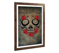 Big Box Art Framed Print of Sugar Skull (3) Design | Wall Art Picture | Home Decor for Kitchen, Living, Dining Room, Bedroom, Hallway, Office, Walnut, A2 / 24.5x18 Inch / 62x45cm