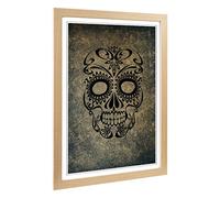 Big Box Art Framed Print of Sugar Skull Tattoo (1) Design | Wall Art Picture | Home Decor for Kitchen, Living, Dining Room, Bedroom, Hallway, Office, Oak, A2 / 24.5x18 Inch / 62x45cm