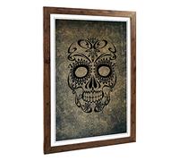 Big Box Art Framed Print of Sugar Skull Tattoo (1) Design | Wall Art Picture | Home Decor for Kitchen, Living, Dining Room, Bedroom, Hallway, Office, Walnut, A2 / 24.5x18 Inch / 62x45cm