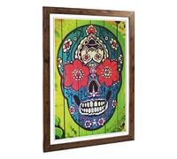 Big Box Art Framed Print of Sugar Skull Tattoo (2) Design | Wall Art Picture | Home Decor for Kitchen, Living, Dining Room, Bedroom, Hallway, Office, Walnut, A2 / 24.5x18 Inch / 62x45cm