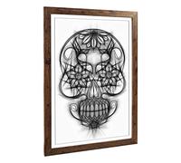 Big Box Art Framed Print of Sugar Skull Tattoo (3) Design | Wall Art Picture | Home Decor for Kitchen, Living, Dining Room, Bedroom, Hallway, Office, Walnut, A2 / 24.5x18 Inch / 62x45cm